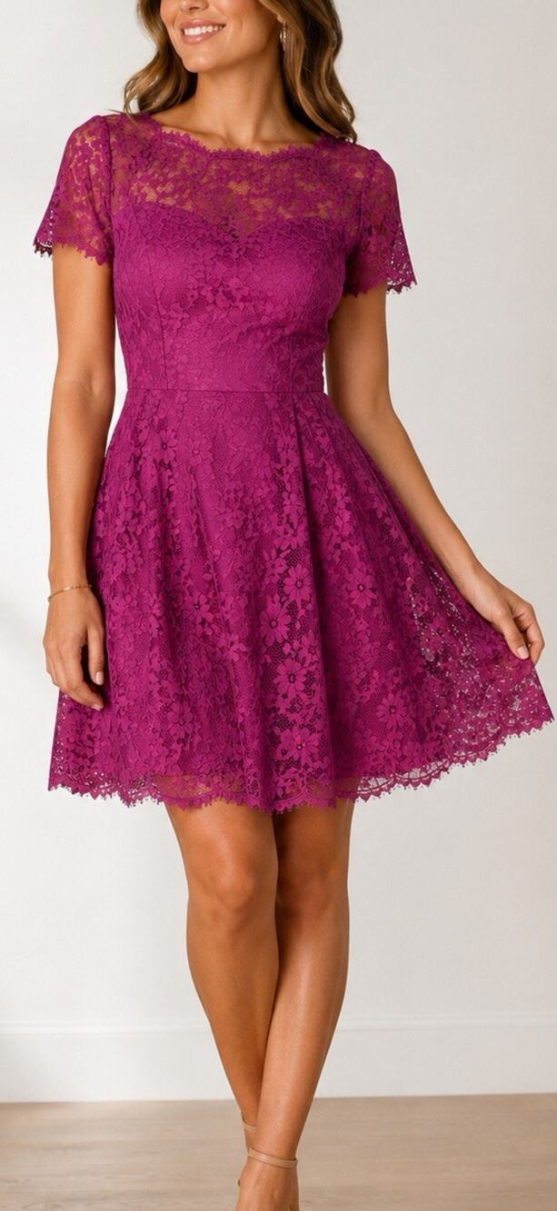 Cynthia Steffe Floral Lace Fit & Flare Cocktail Wedding Guest Dress 8 Feminine